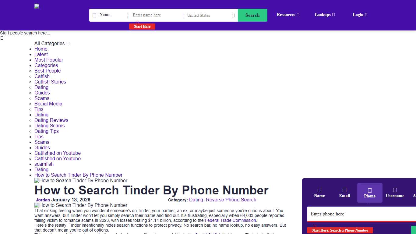 How to Search Tinder By Phone Number Social Catfish